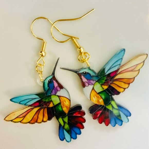 Stained glass Bird earrings - Picture 1 of 4